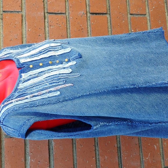 Free People Oversize Sleeveless Denim Color Knit Top by We The Free line XS - Picture 10 of 13